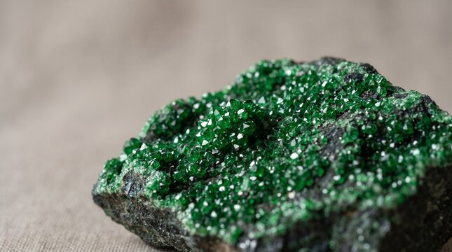 Garnet Crystals On Chromite Base Mineral Specimen for Luxury Branding and Design