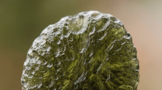 Moldavite Glass Tektite Close Up Mineral Specimen for Luxury Branding and Design