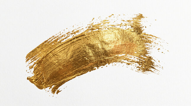 Gold Brush Stroke Texture Isolated on White Background