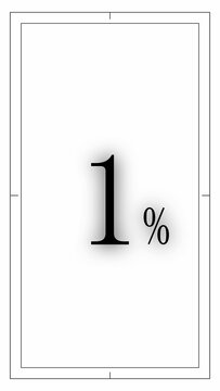 Black one percent text centered inside a rectangular frame with crop marks