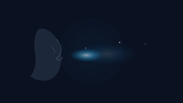 Blue Nebula Light Trail in Night Sky Video Sequence.