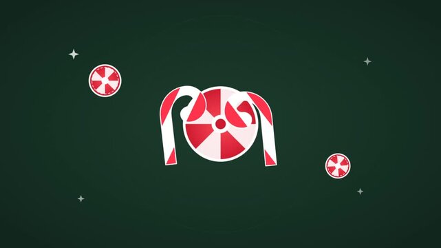 Candy Cane Motion Animation in Holiday Scene.