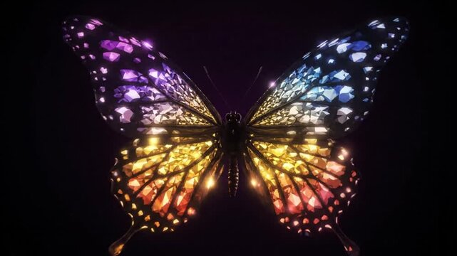 Colorful butterfly on black.
