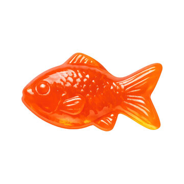 PNG Orange gummy fish candy illustration.