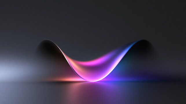 Abstract Futuristic Curved Neon Light Surface on Dark Background