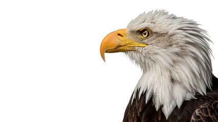 Detailed profile portrait of wild majestic bald eagle head fauna asset isolated on transparent background © Harry