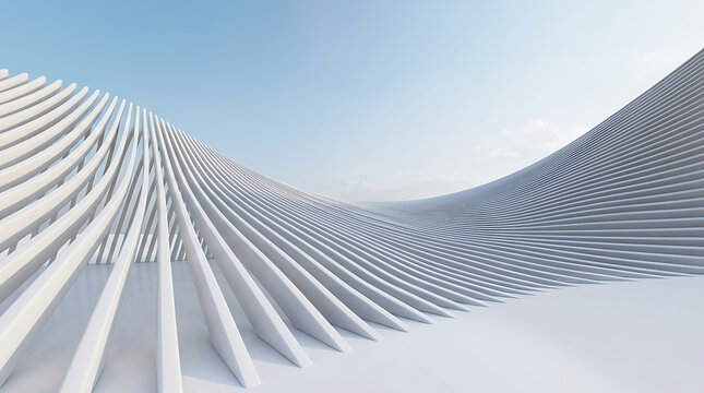 Abstract white architectural parametric wall with ripple moire effect architecture parametric
