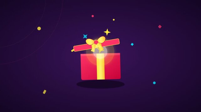 Three Frame Gift Box Celebration In Purple Background Video.