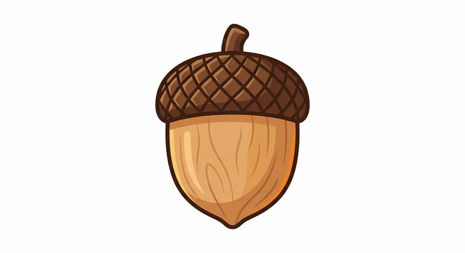 Single Oak Acorn Vector Graphic for Autumn Nature Icons and Forest Conservation Branding