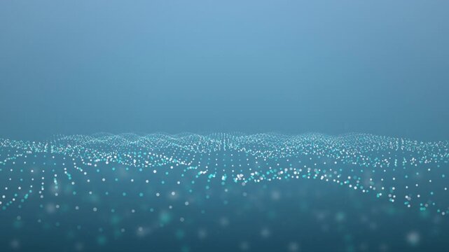 Glowing particle grid undulates in a seamless loop