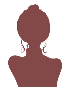 セーターを着たお団子頭の女性　シルエット