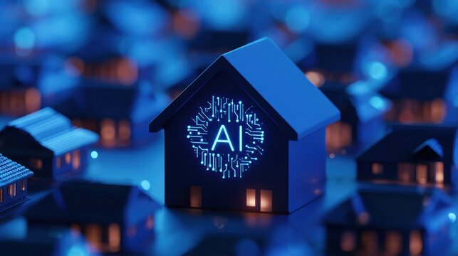 Artificial Intelligence Smart Home Concept with Digital AI Technology