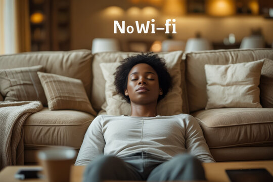 No Wi-Fi Digital detox lifestyle trend abandon social networks and relax retreat calm AI Generative
