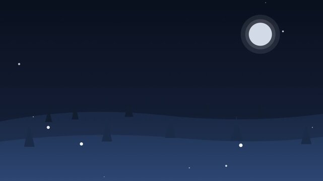 Night Sky Moon and Stars Over Serene Landscape.