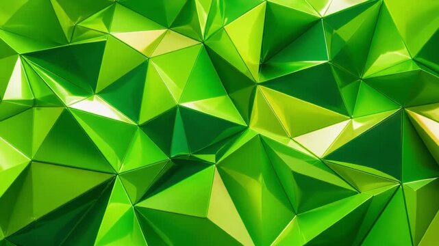 Abstract green geometric 3D polygonal pattern with glossy surfaces