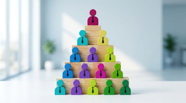 Hierarchy Leadership Structure in Corporate Organization Representing Authority Levels, Management Roles and Organizational Chain of Command
