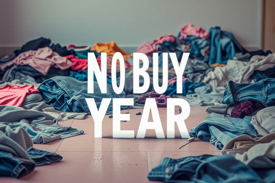Decluttering challenges no buy year trend lifestyle and concept conscious consumption AI Generative