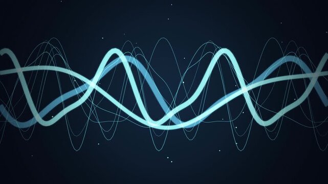 Stylized blue sinusoidal wave lines undulate in a seamless loop