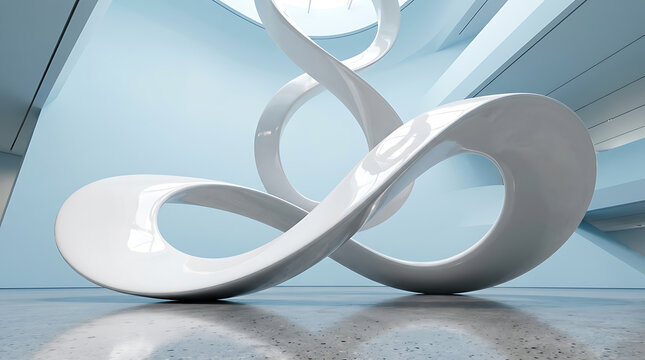 Abstract white contemporary sculpture artistic geometric form with sculpture abstract geometric