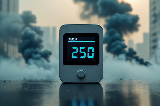 Mobile Air Quality Index AQI Metering Device, Trend of Air Composition Deterioration AI Generative