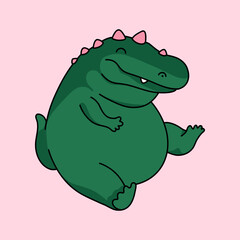 Vector Illustration of a Cute Dinosaur Toy Figurine Isolated against Pink Background