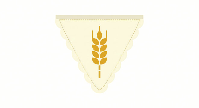 Small Pennant Flag with Wheat Ear Vector Illustration Isolated for Harvest
