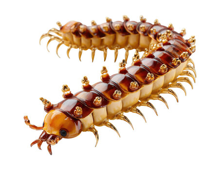 Centipede Sculpture: A meticulously crafted sculpture of a centipede, showcasing its segmented body, numerous legs, and intricate details, presented as a standalone art piece.
