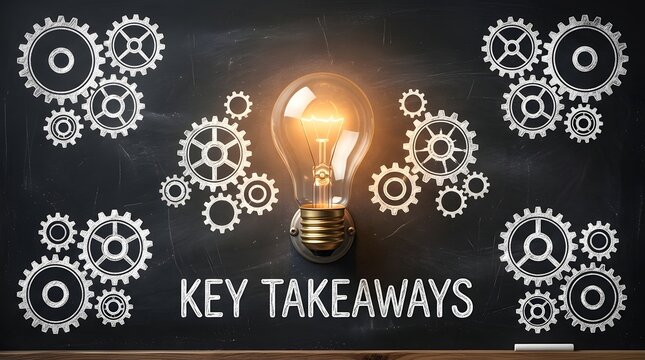 Light bulb with gears on chalkboard background