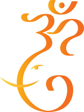 Sacred Om Symbol with Lord Ganesha Vector Illustration for Hindu Festival