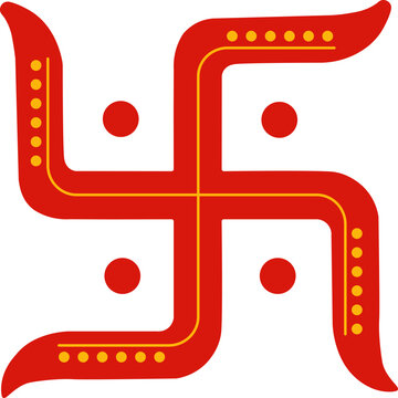 Sacred Red Hindu Swastik Icon Vector Illustration for Festival Decoration