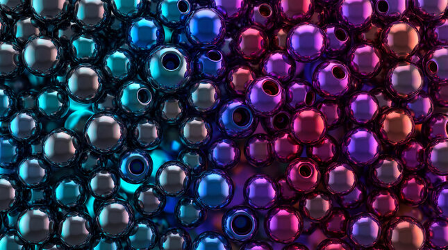 Ball bearing texture split between teal and magenta metallic spheres