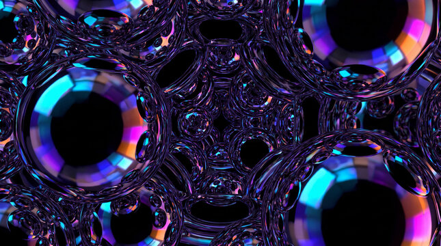Vortex tunnel of overlapping spheres with rainbow rim light