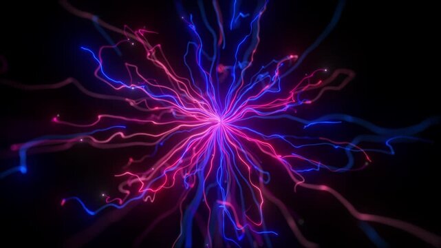 4K Abstract Background Particles Electric Lightning Energy Overlay Horizontal 3D Animation