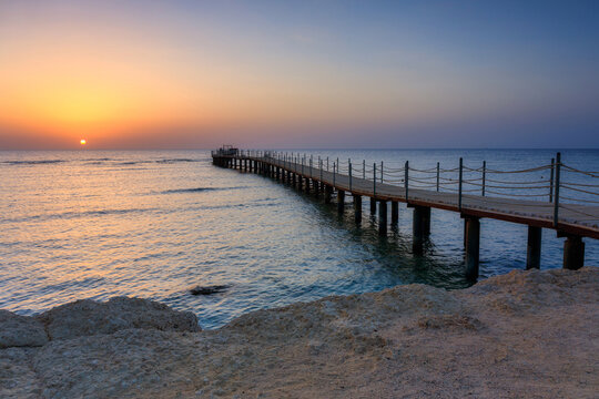 Marsa Alam Red Sea Pier at Sunrise, Egypt