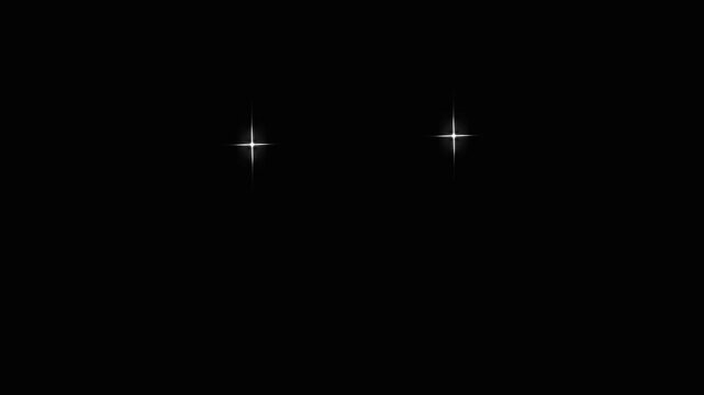 Shining stars sparkle light effect overlay animation for video editing, high quality motion graphics black background template, vfx, intro project, dark backdrop, twinkling loop video.