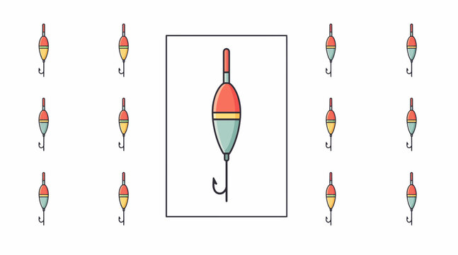 fishing float icon set with hook