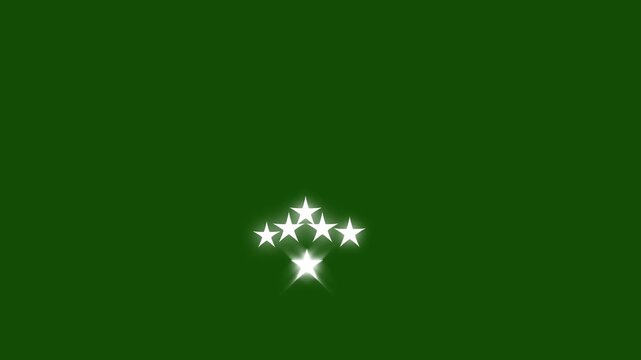 Green screen shining stars cluster light effect overlay animation for video editing background, high quality motion graphics template, five star sparkle intro, vfx, backdrop video.