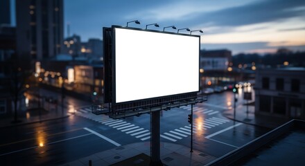 Fototapeta premium Blank Billboard at Night in Cityscape, Advertising Space.