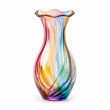Colorful swirling glass vase