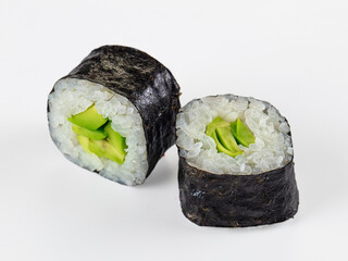 Asian avocado maki sushi rolls for a bistro menu, isolated on white © Andrei Starostin