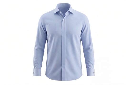 Mens blue dress shirt with long sleeves isolated on white background