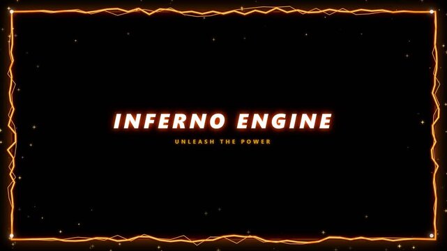 Inferno Engine text with glowing electric border on a black background.