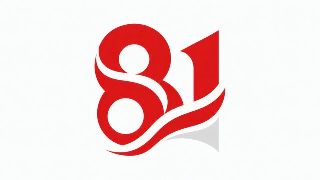 Clean modern generative AI vector logo featuring an abstract 81 emblem with dynamic ribbon shapes symbolizing Indonesian unity, progress, and independence celebration.