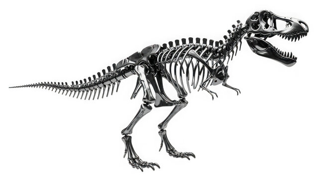 T Rex dinosaur skeleton illustration drawing isolated on transparent background