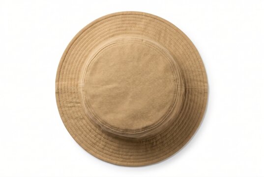 Brown bucket hat top view isolated on white background commercial design