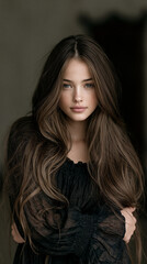 Fototapeta premium beautiful portrait of a gorgeous young woman, elegant beauty portrait of a young woman, gorgeous young woman with natural beauty