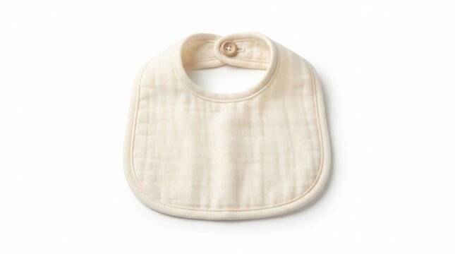 Newborn baby bib with snap closure for feeding. Soft cotton infant drool bib for mealtime and teething comfort.