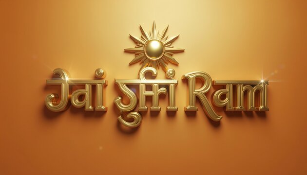 Elegant golden Jai Shri Ram typography art for Diwali celebrations, perfect for Indian festivals, adding cultural richness to your designs and ... See More