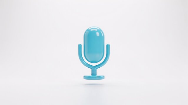 Cyan 3d studio microphone on a plain white background