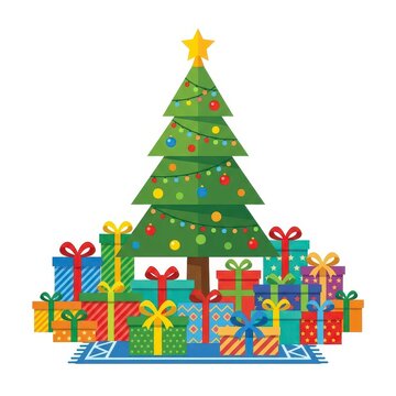 Christmas tree with many gifts